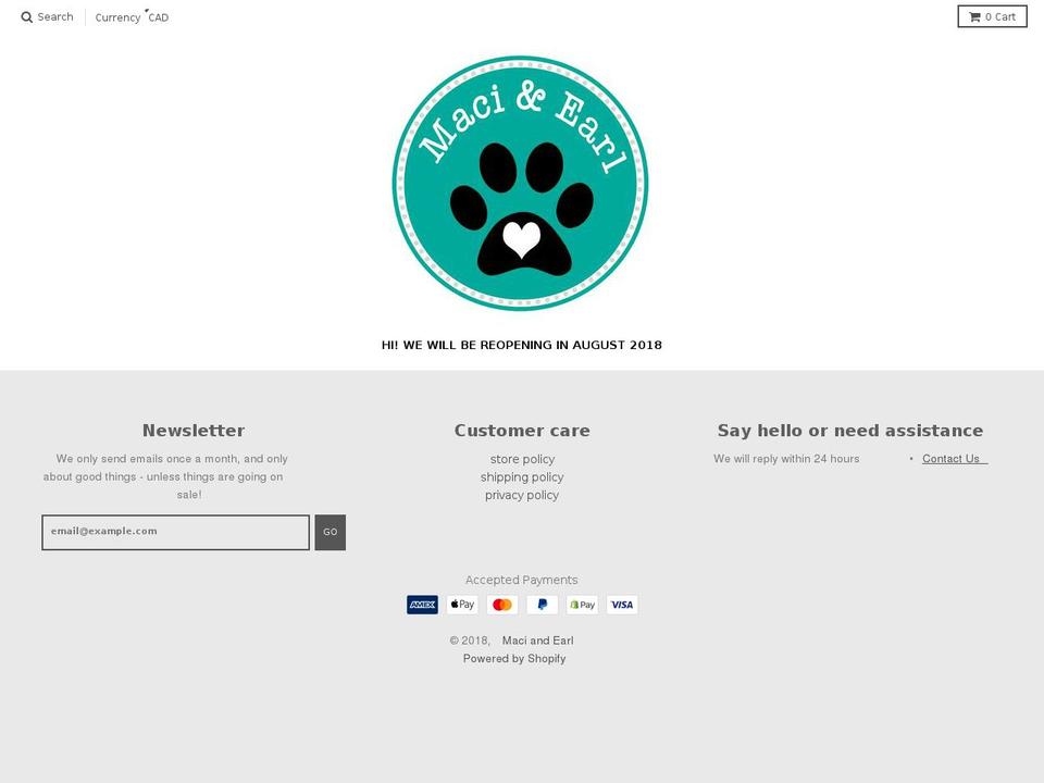 maciandearl.com — Shopify storefront screenshot