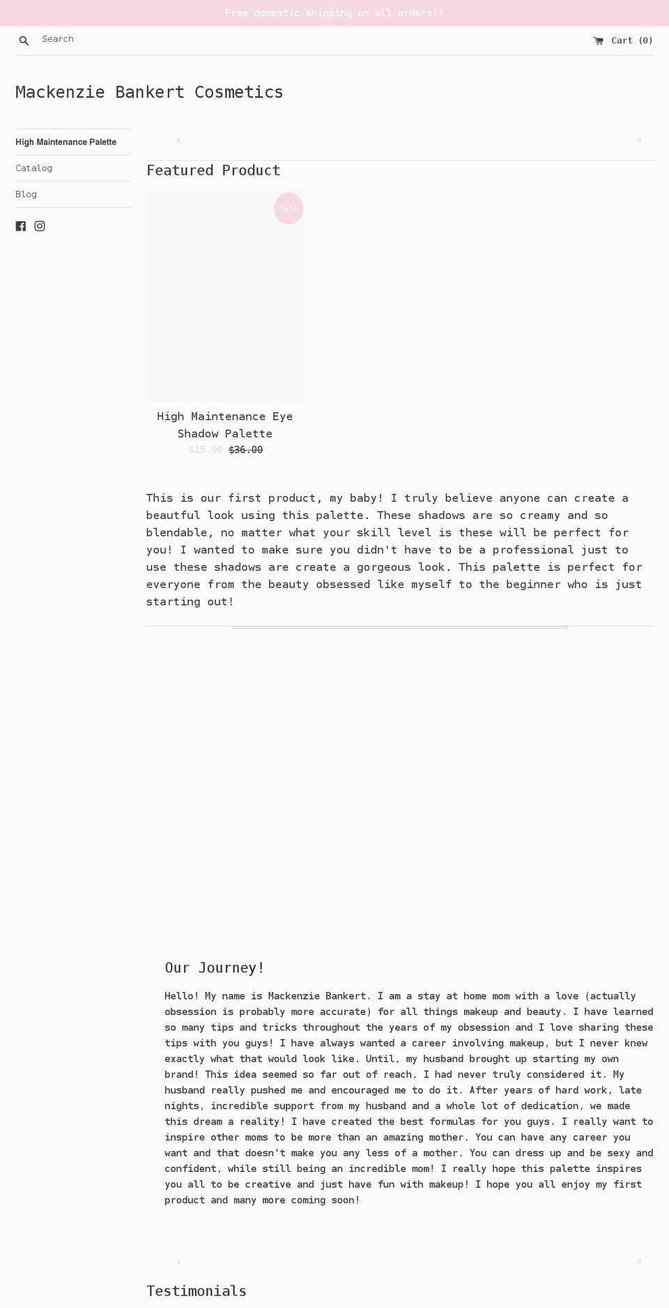 mackenziebankertcosmetics.com shopify website screenshot