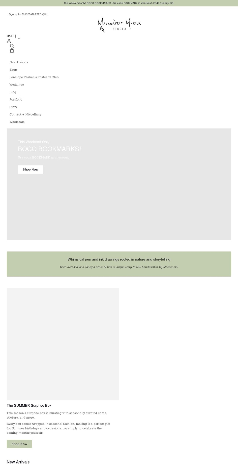 mackenziemyrick.com shopify website screenshot