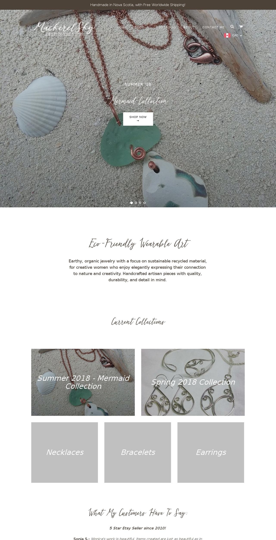 mackerelsky.ca shopify website screenshot
