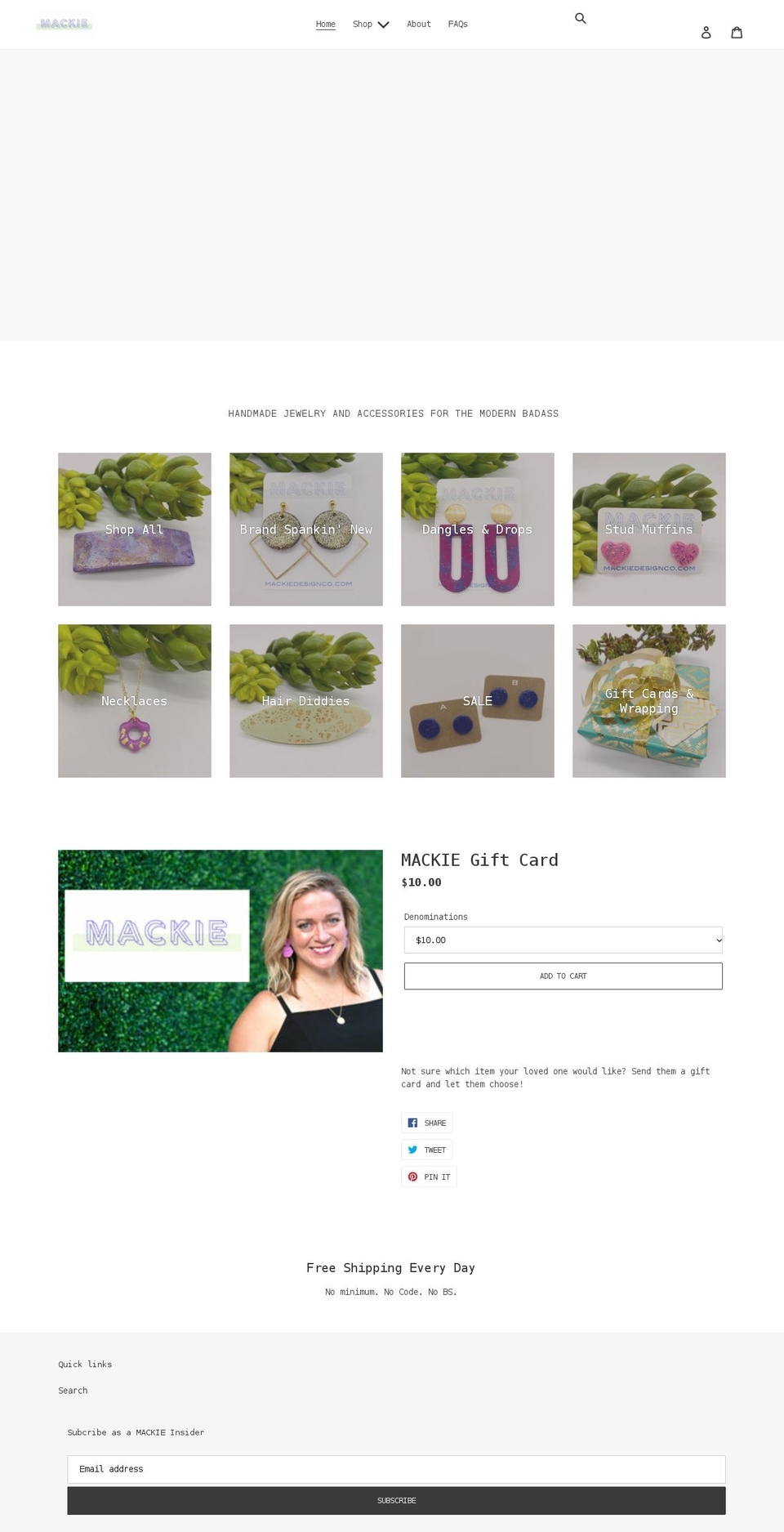 mackiedesignco.com shopify website screenshot