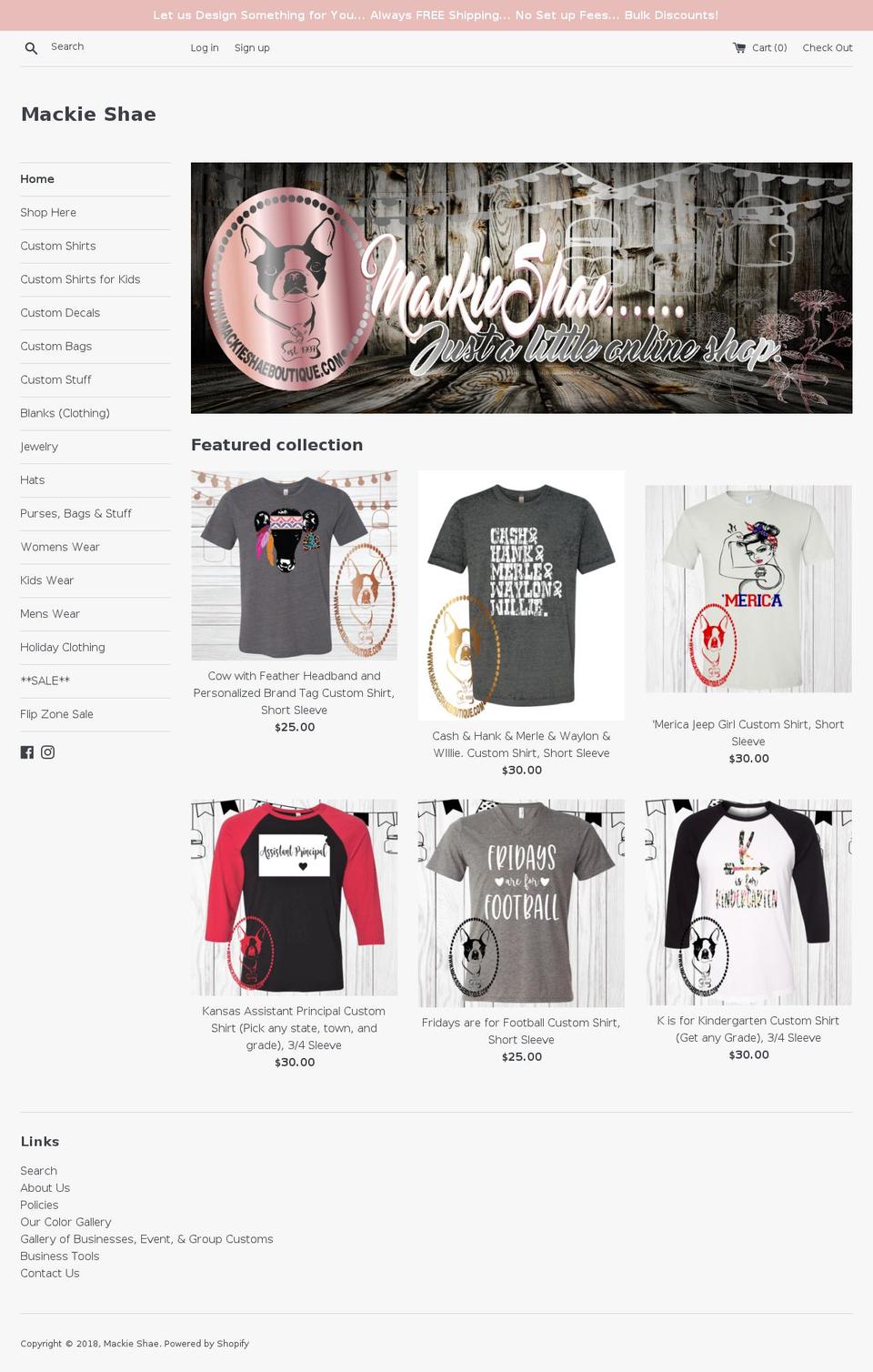 mackieshae.com — Shopify storefront screenshot