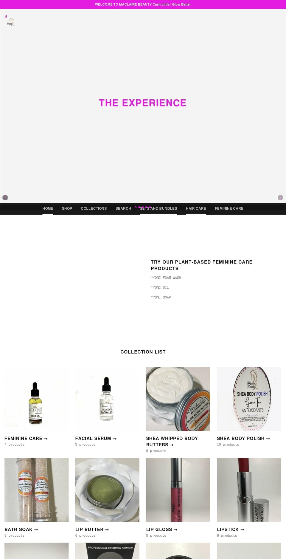 maclairebeauty.shop shopify website screenshot