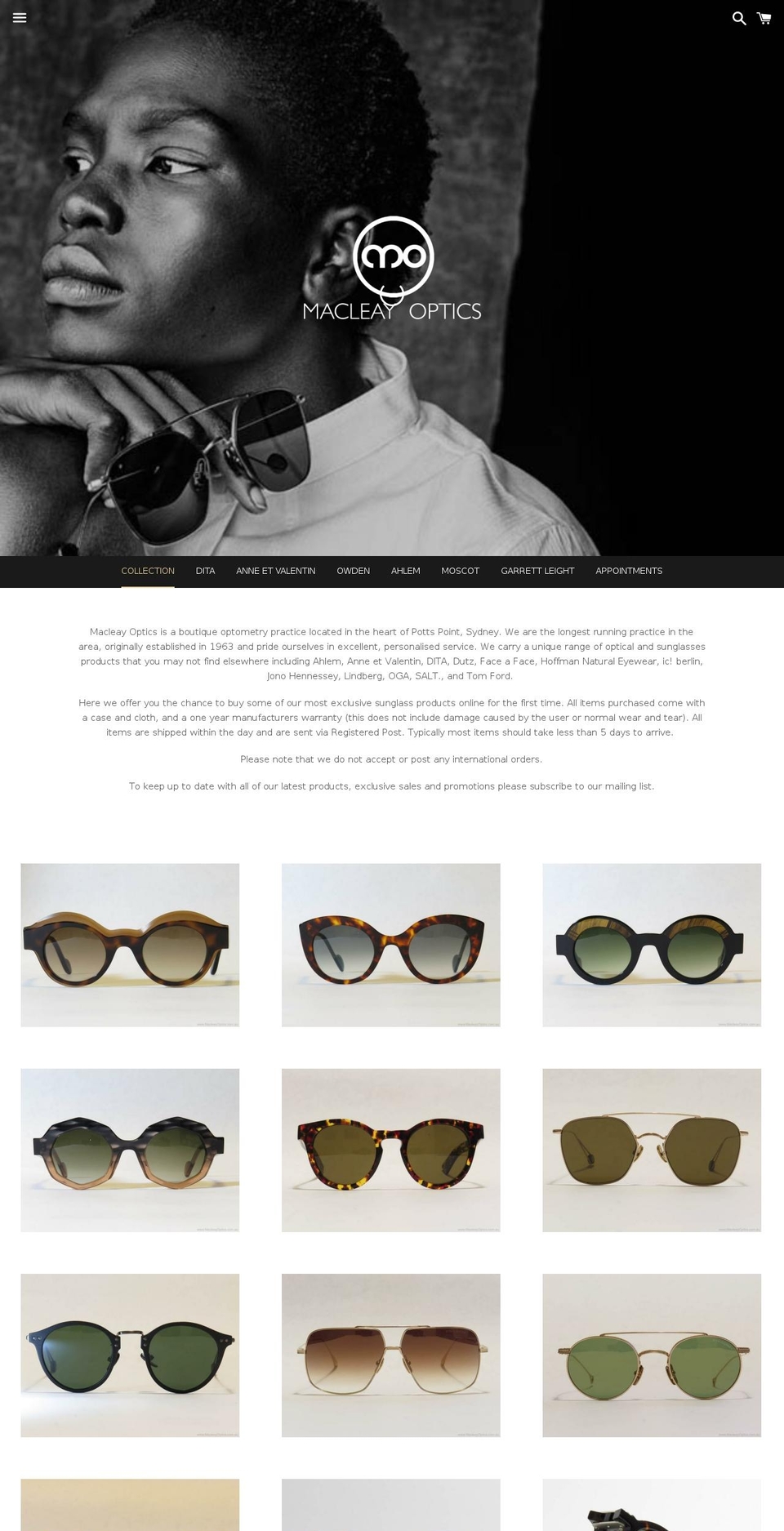 macleayoptics.com shopify website screenshot