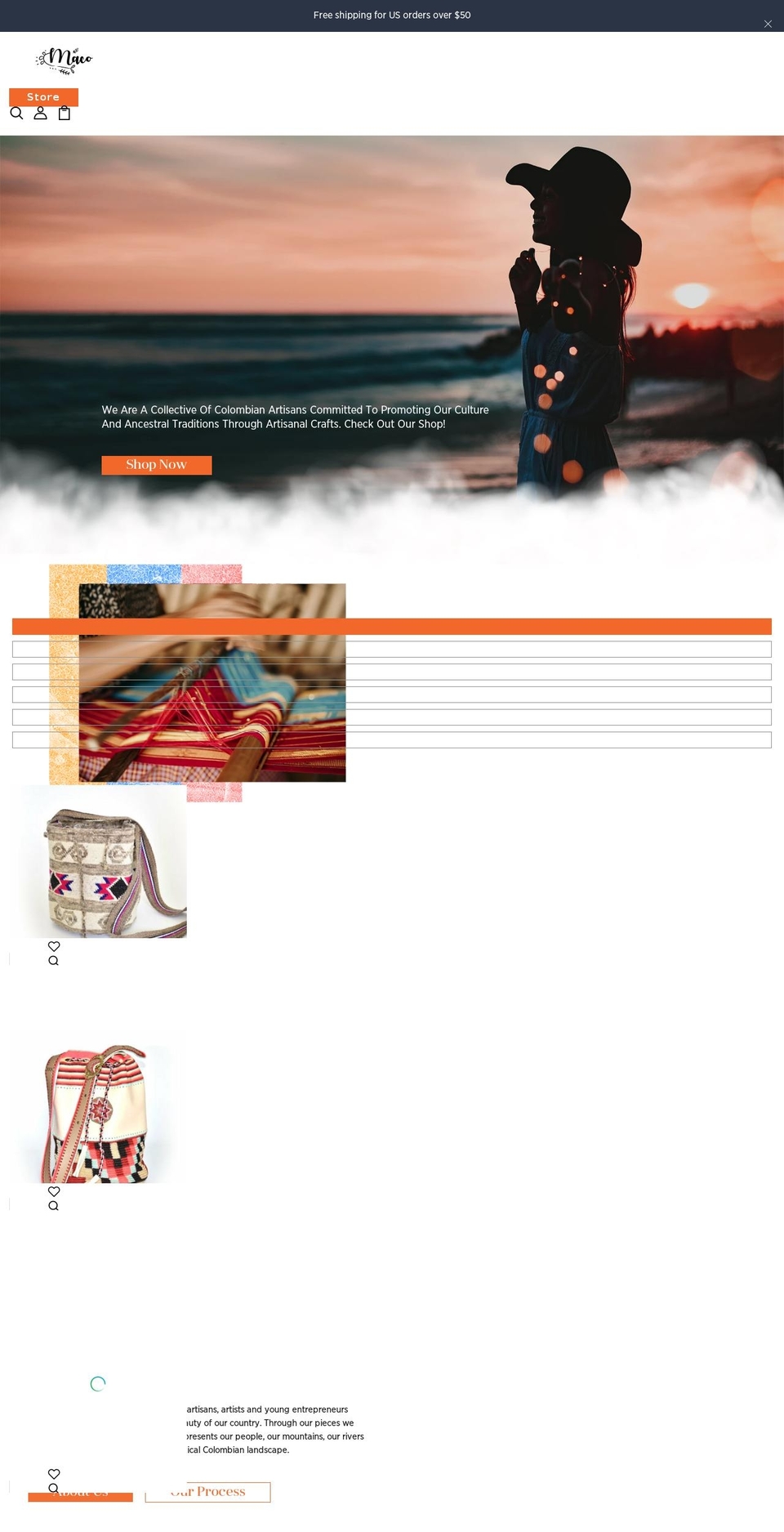 macomadeincolombia.com — Shopify storefront screenshot