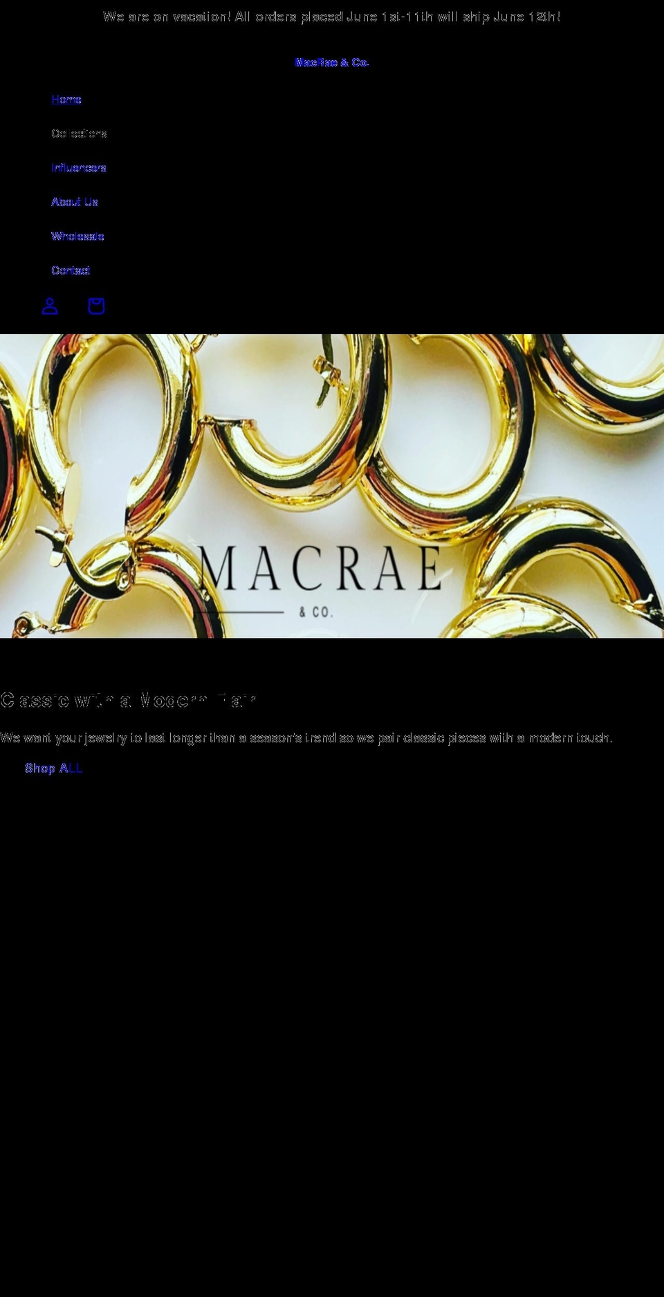 macraeandco.com shopify website screenshot