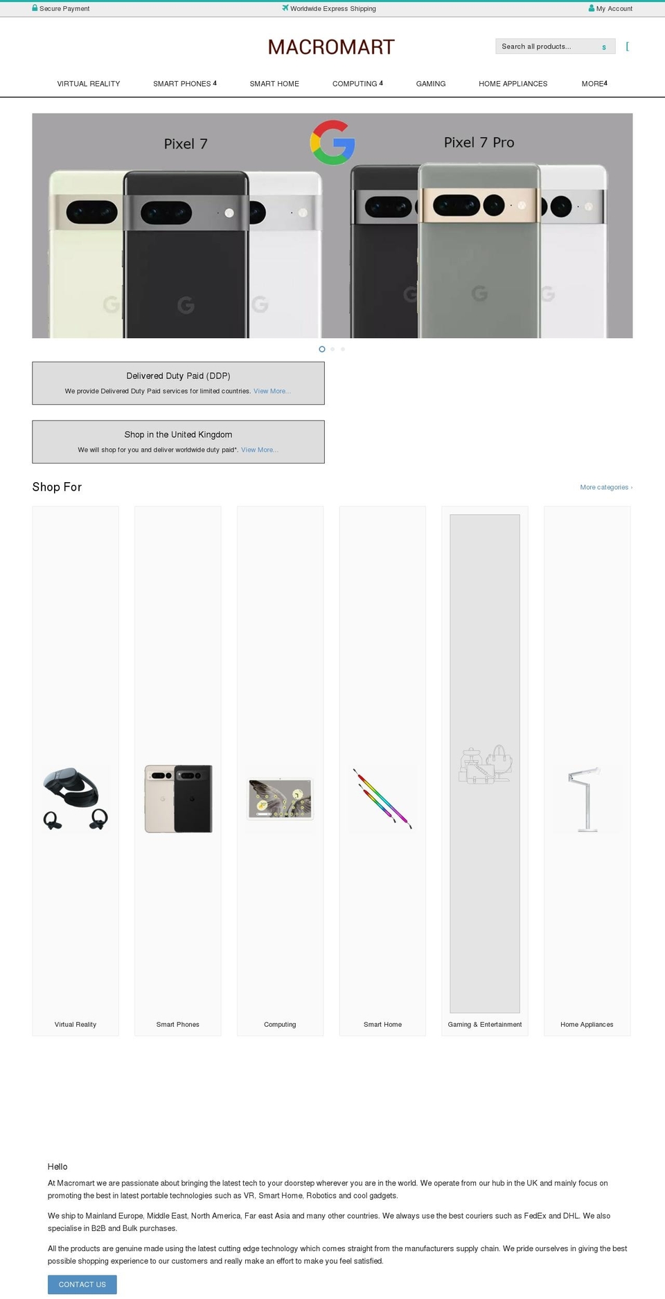 macromart.co.uk shopify website screenshot