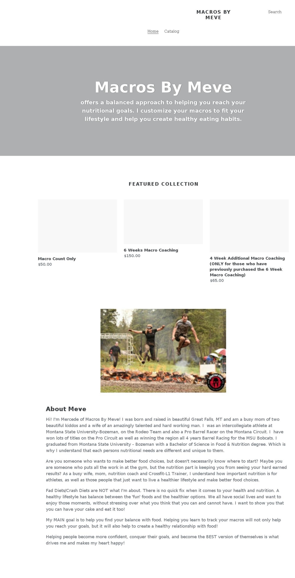 macrosbymeve.com shopify website screenshot