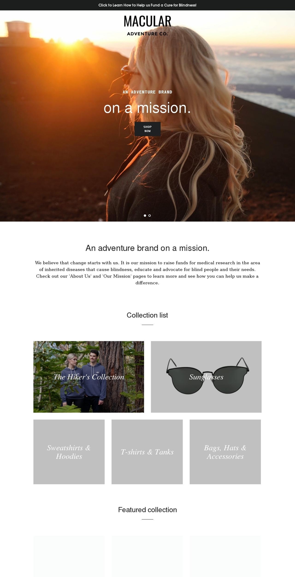 macularadventure.com shopify website screenshot