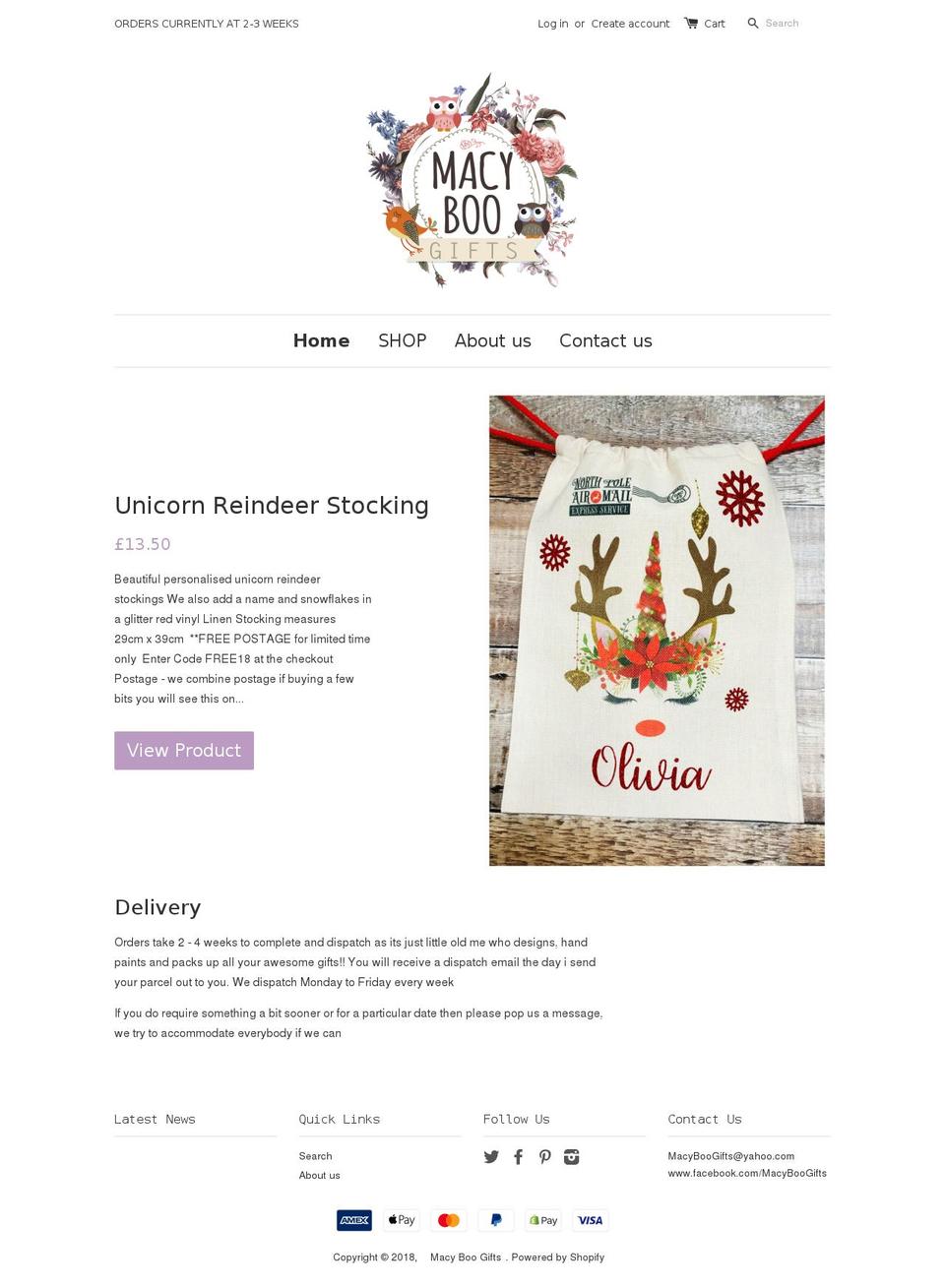 macyboogifts.com — Shopify storefront screenshot