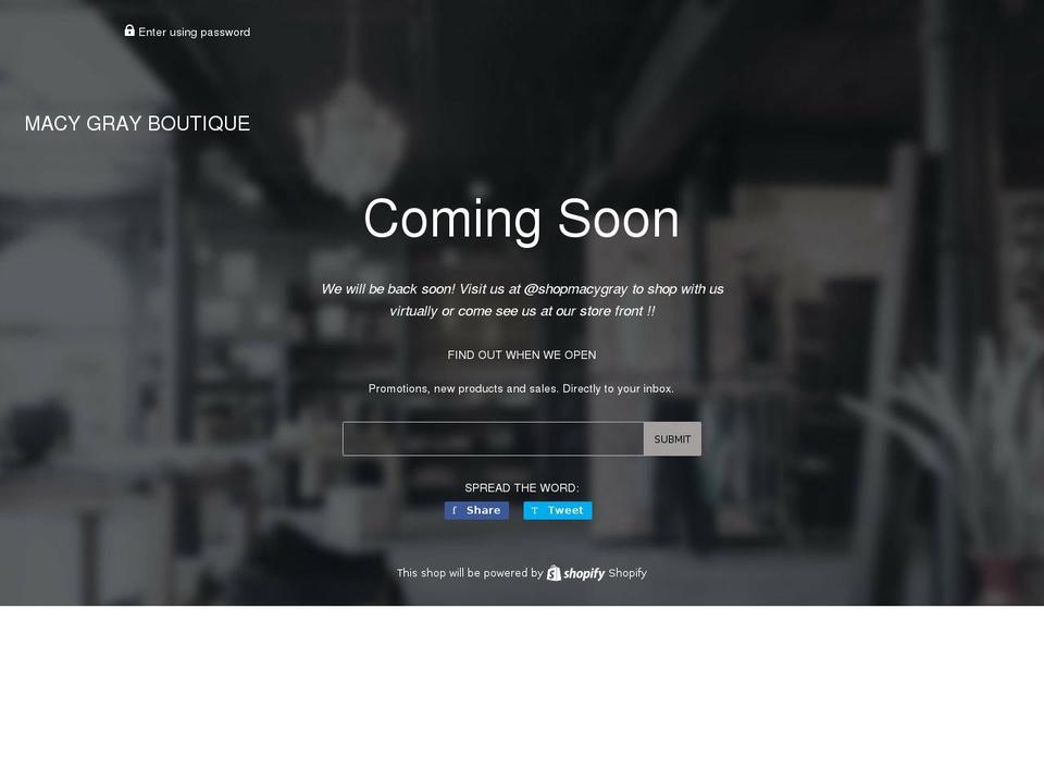 macygrayboutique.com shopify website screenshot