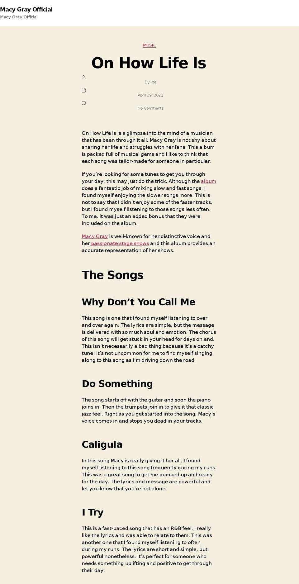 macygrayofficial.com — Shopify storefront screenshot