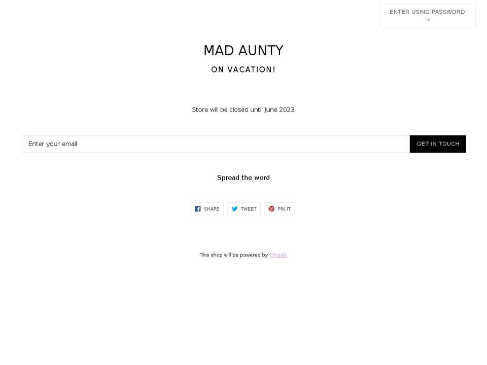 mad-aunty.com — Shopify storefront screenshot
