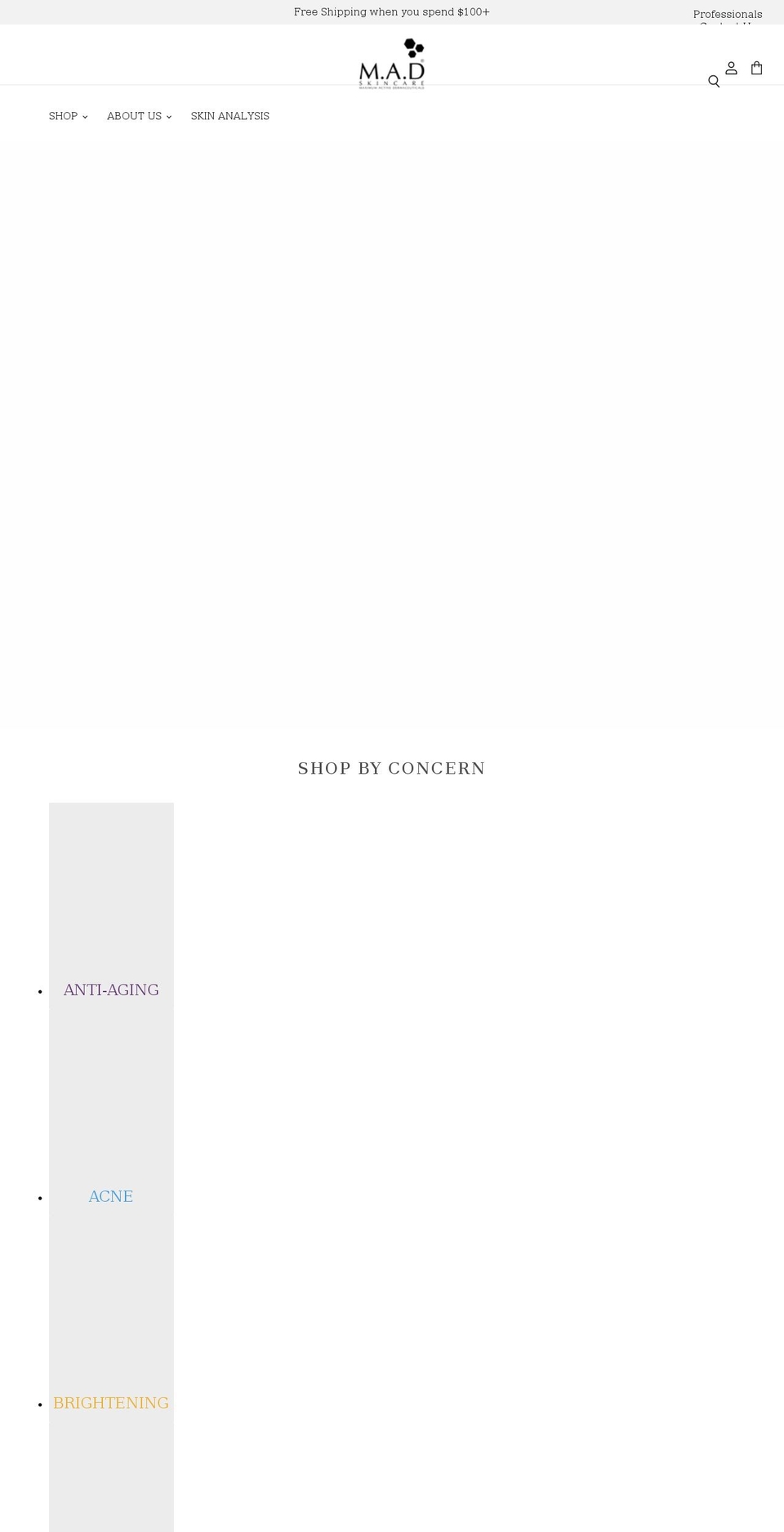mad-skincare.com shopify website screenshot