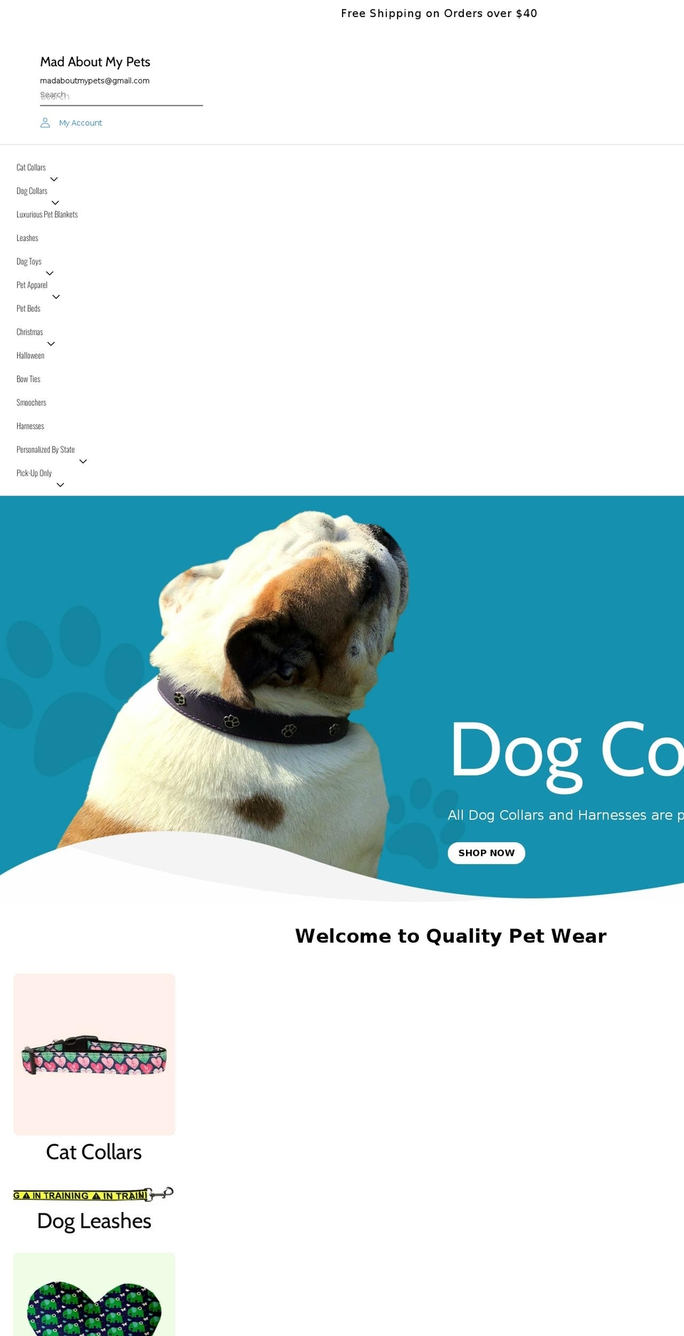 madaboutmypets.com shopify website screenshot