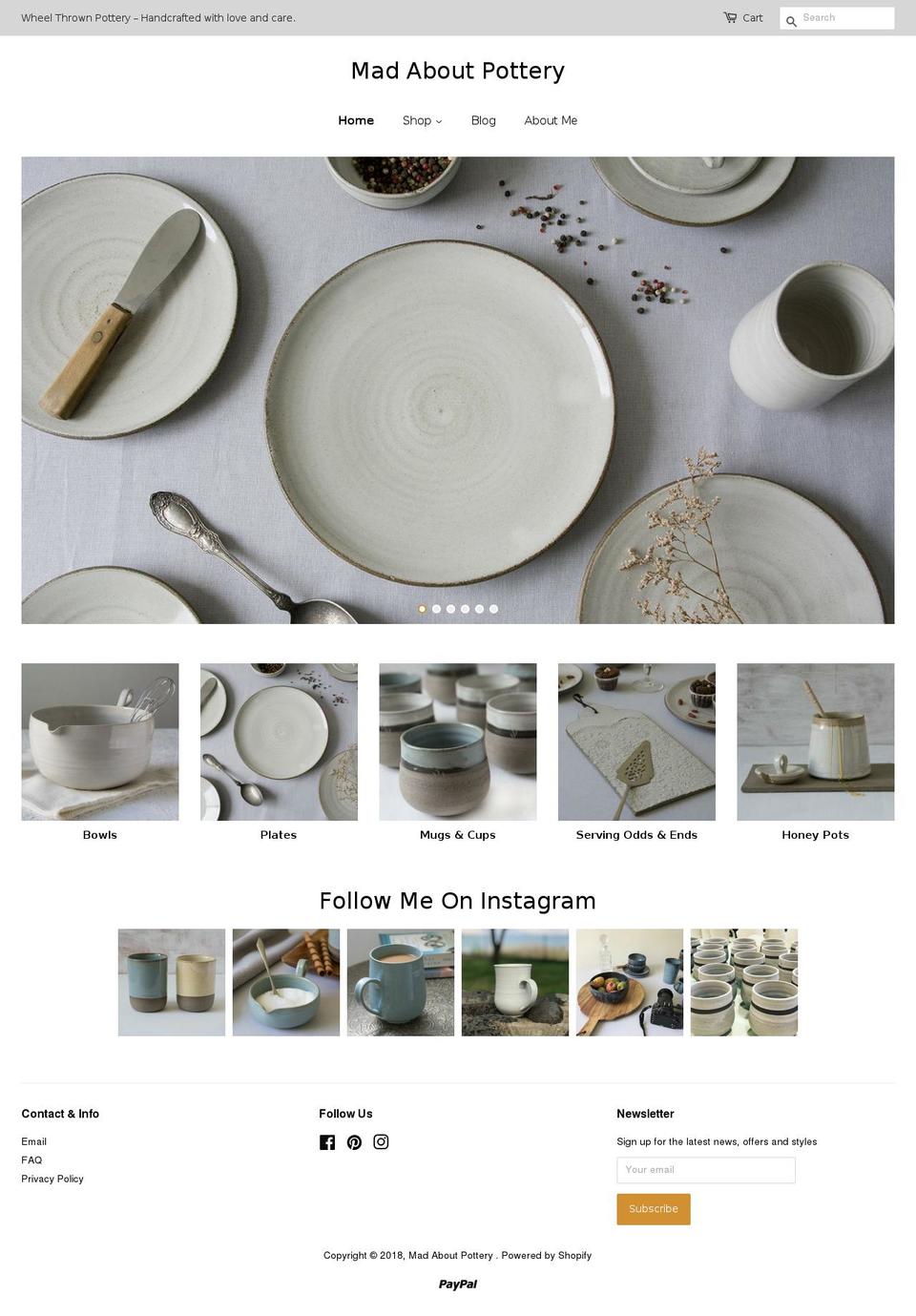 madaboutpottery.com shopify website screenshot