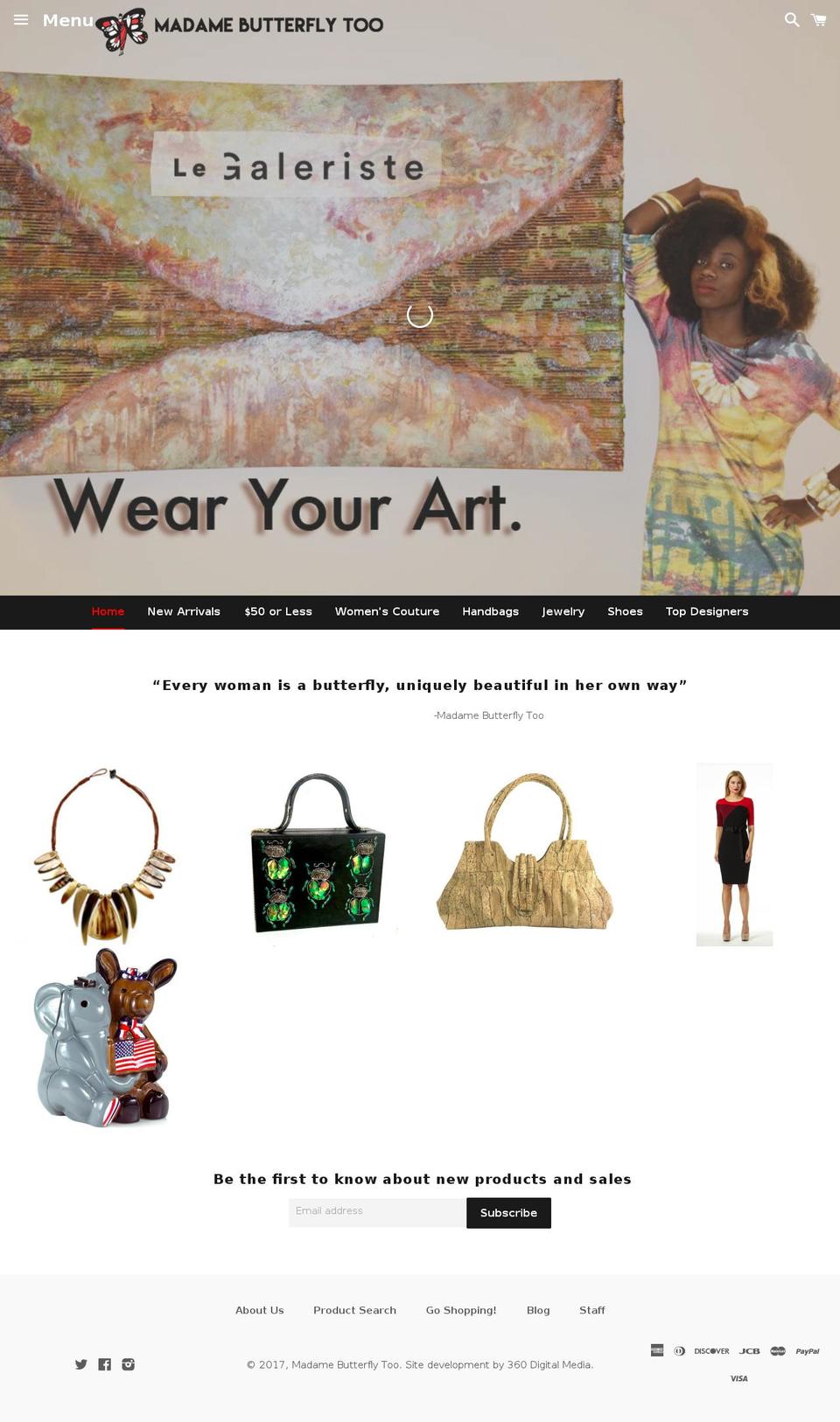 madamebutterflytoo.com shopify website screenshot