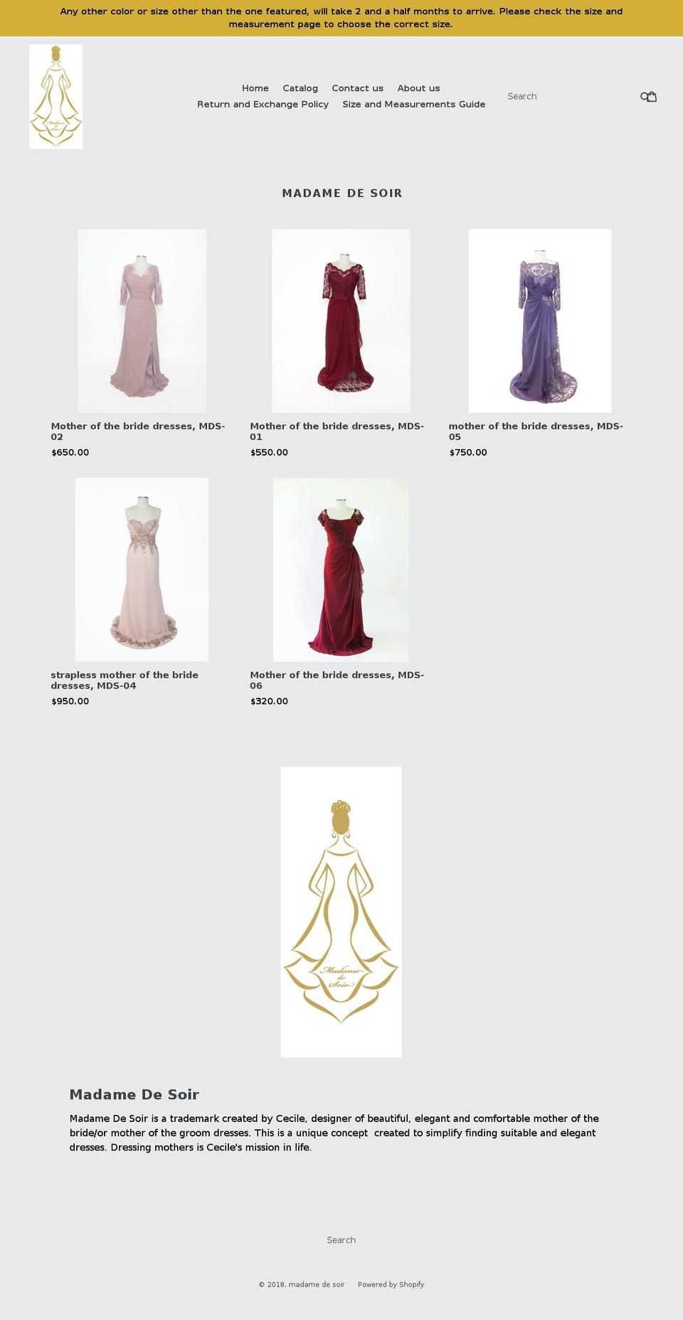 madamedesoir.com — Shopify storefront screenshot