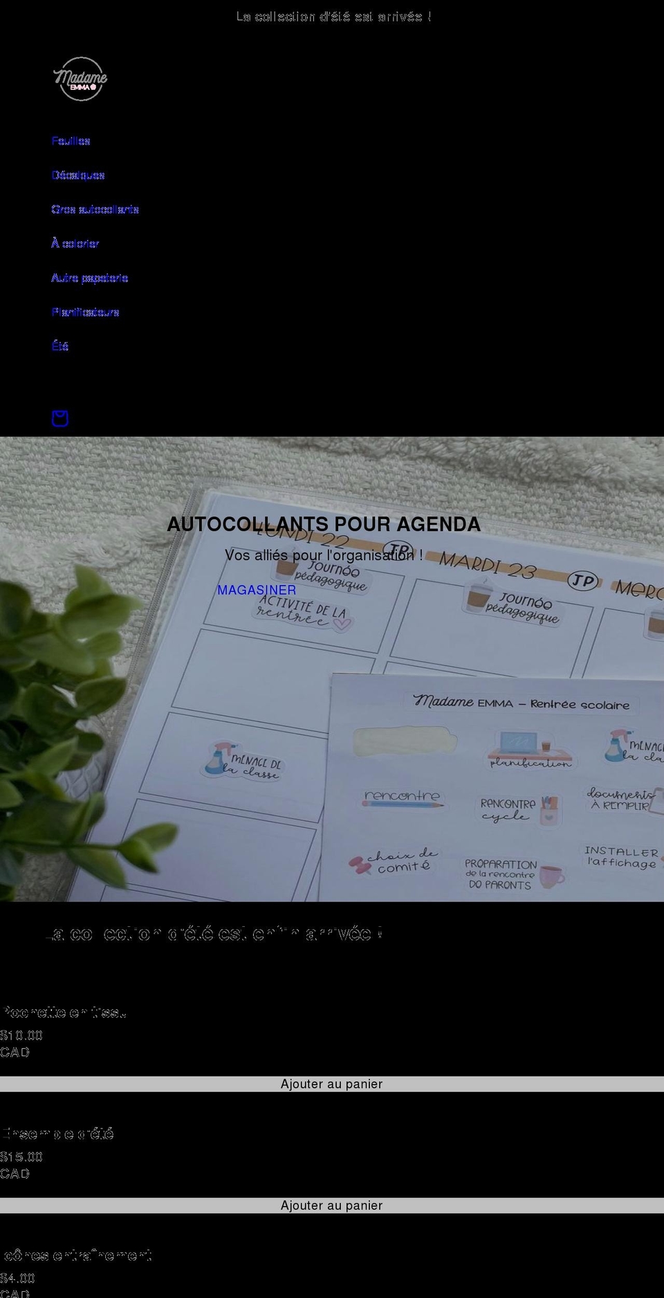 madameemma.com shopify website screenshot