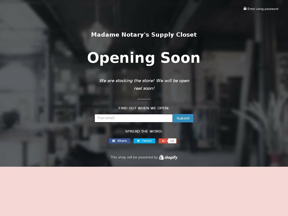 madamenotaryssupplycloset.com — Shopify storefront screenshot