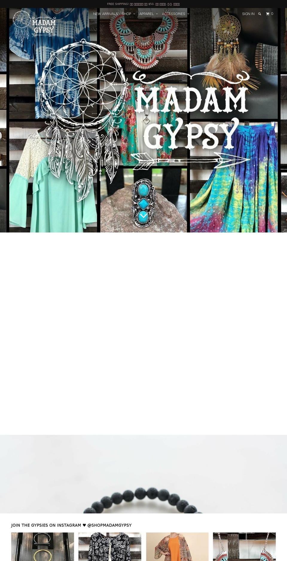 madamgypsy.com — Shopify storefront screenshot