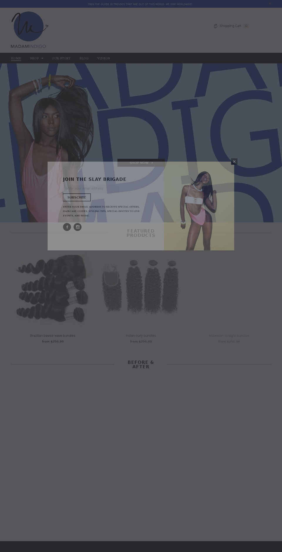 madamindigo.com — Shopify storefront screenshot