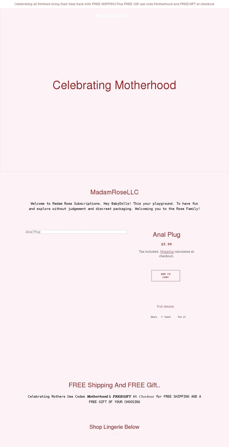 madamroses.com shopify website screenshot