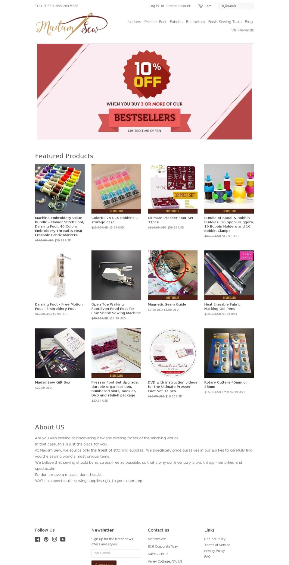 madamsew.com shopify website screenshot
