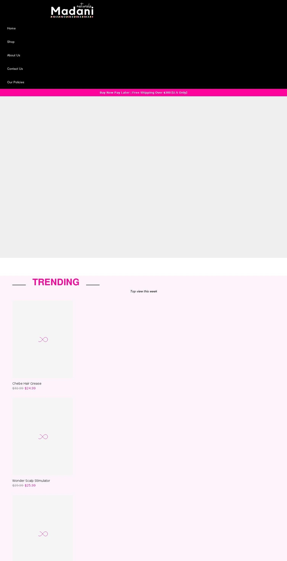 madaninaturals.com shopify website screenshot