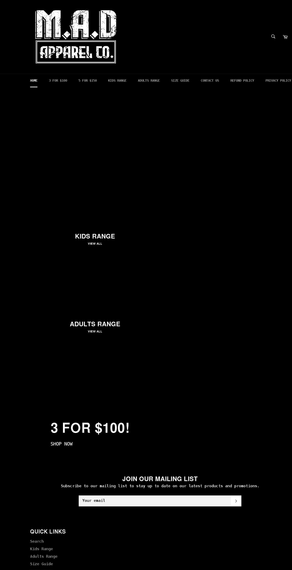 madapparelco.com shopify website screenshot