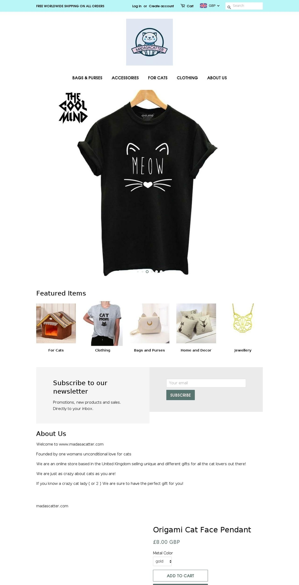 madasacatter.com — Shopify storefront screenshot