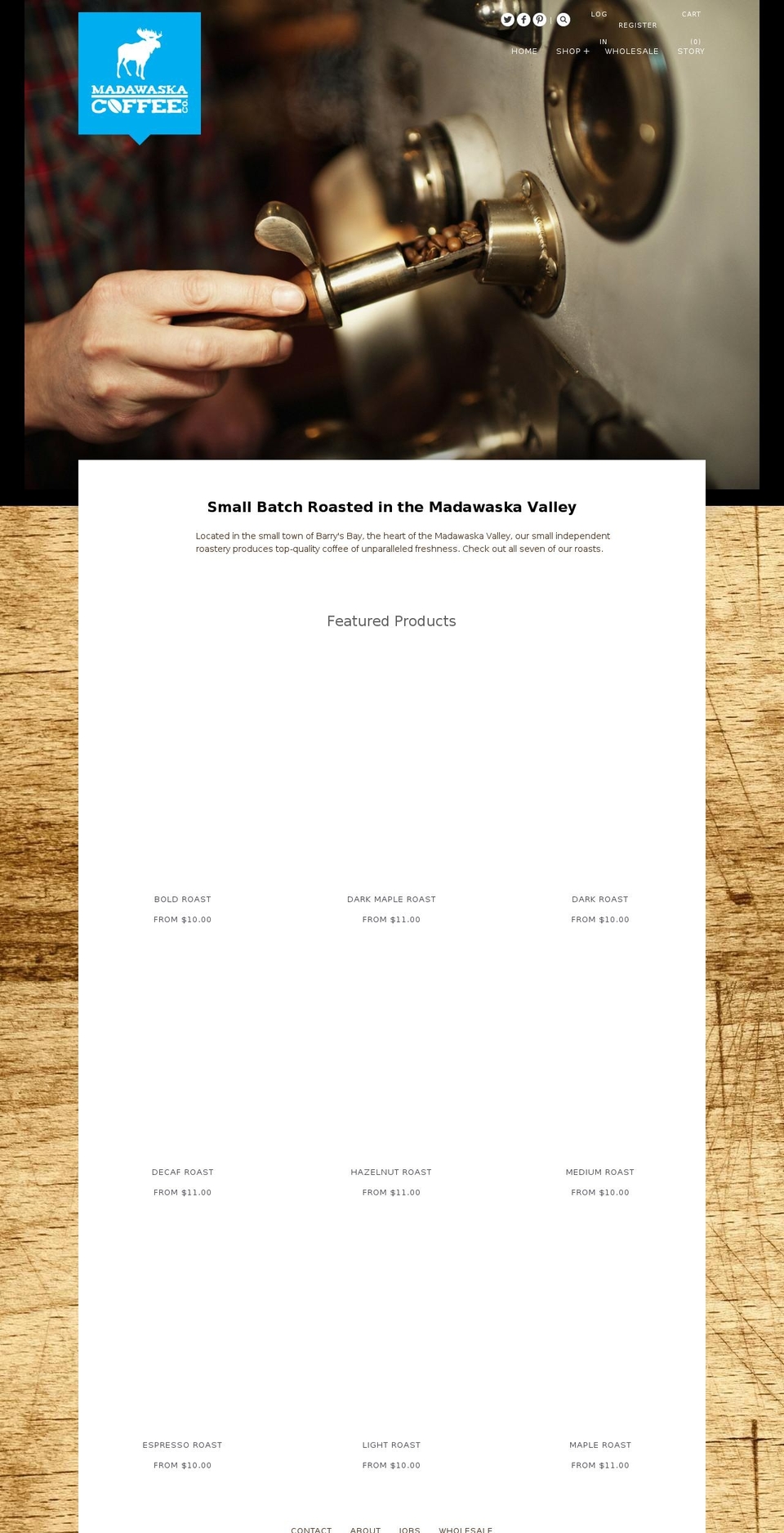 madawaskacoffeeco.com shopify website screenshot