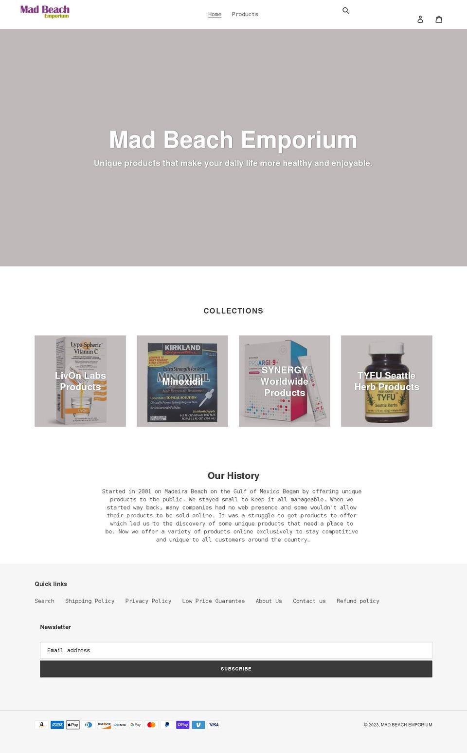 madbeachemporium.com shopify website screenshot