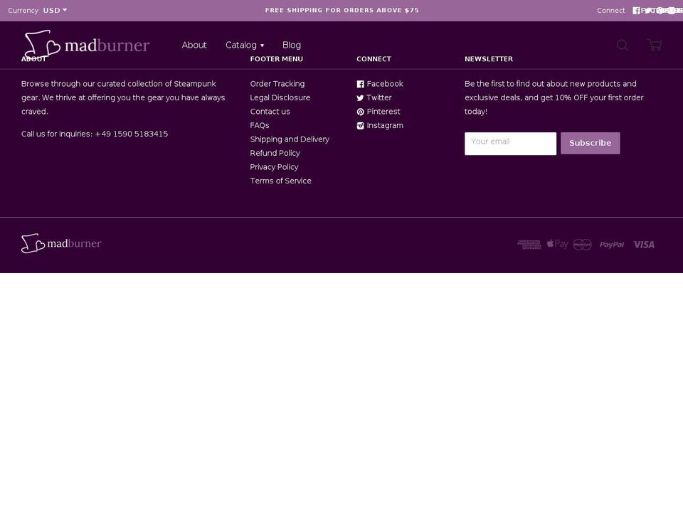 madburner.com — Shopify storefront screenshot