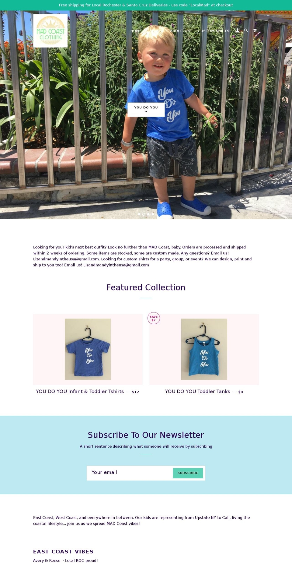 madcoastclothing.com — Shopify storefront screenshot