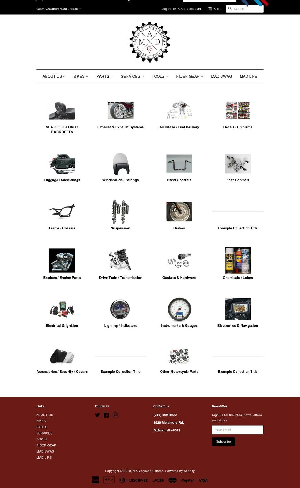 madcyclecustoms.com — Shopify storefront screenshot
