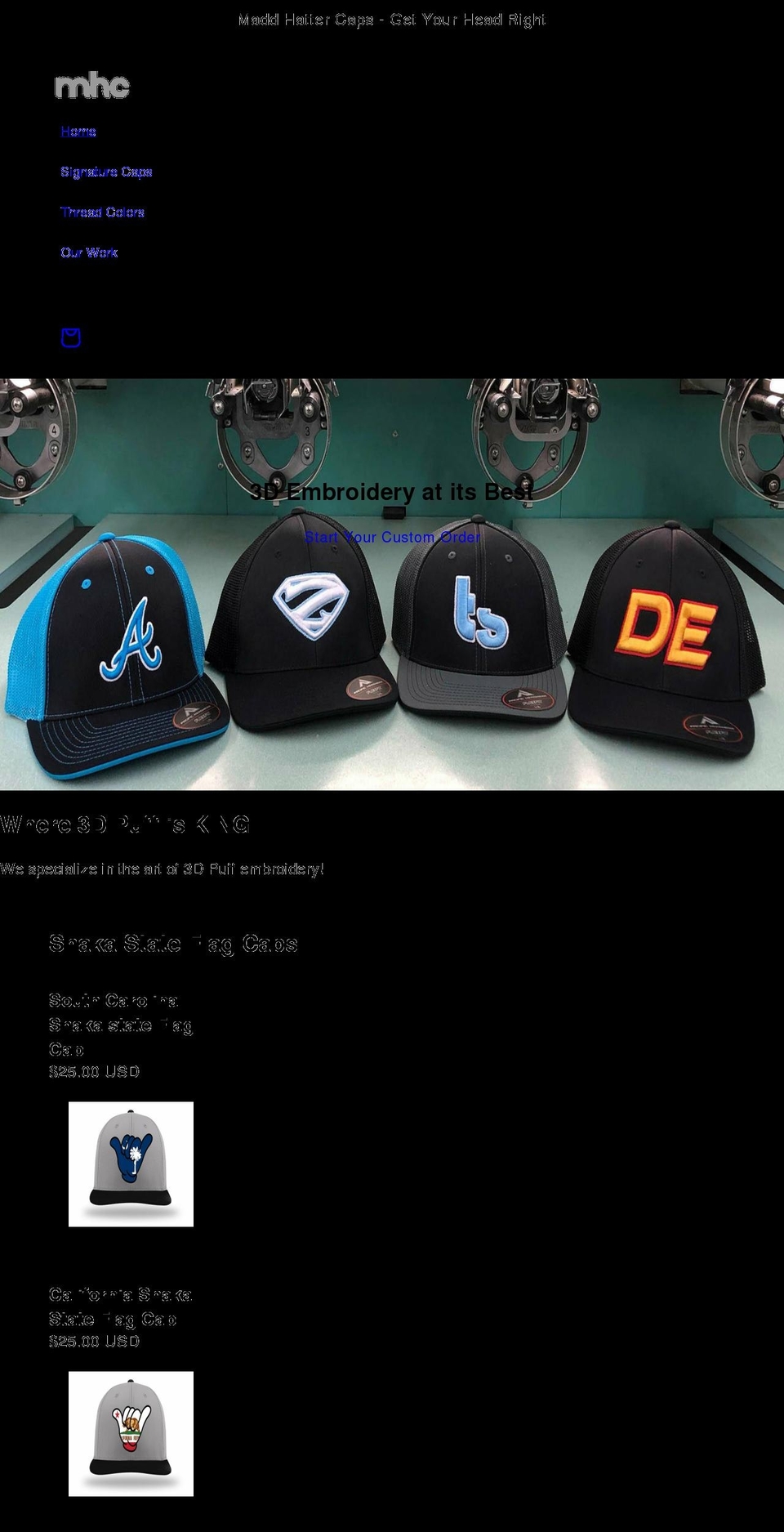 maddhattercaps.com shopify website screenshot