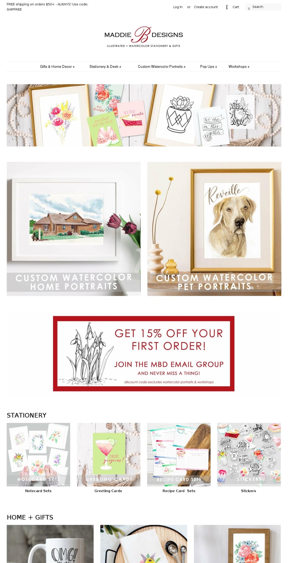 maddiebdesigns.com shopify website screenshot