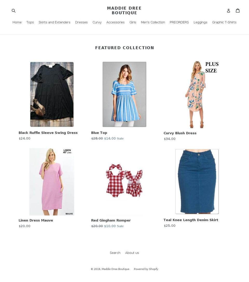 maddiedreeboutique.com shopify website screenshot