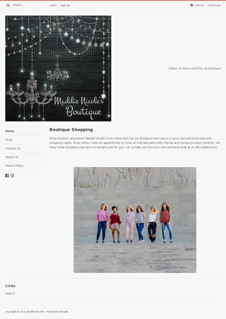 maddienicoles.com — Shopify storefront screenshot