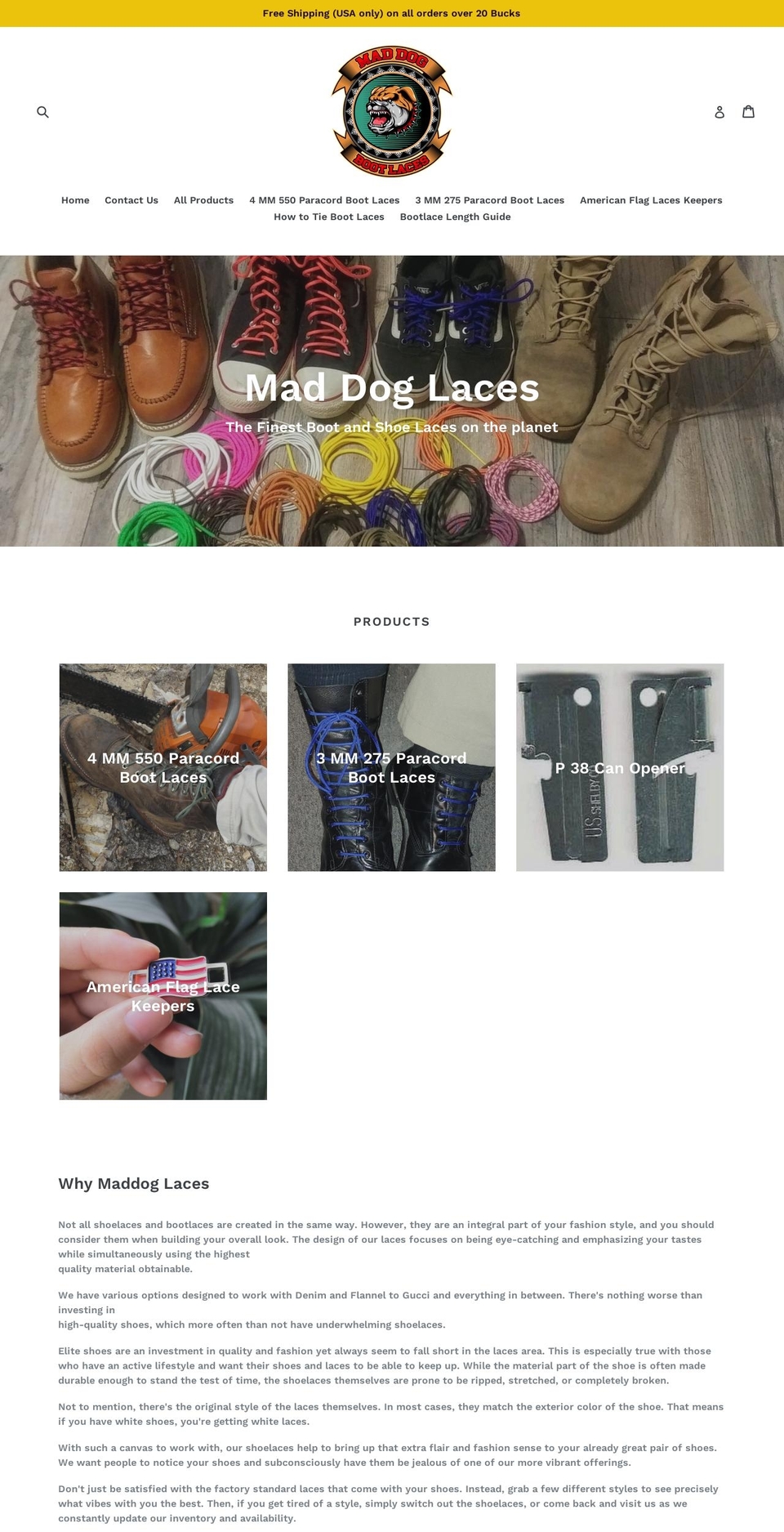 maddoglaces.com shopify website screenshot