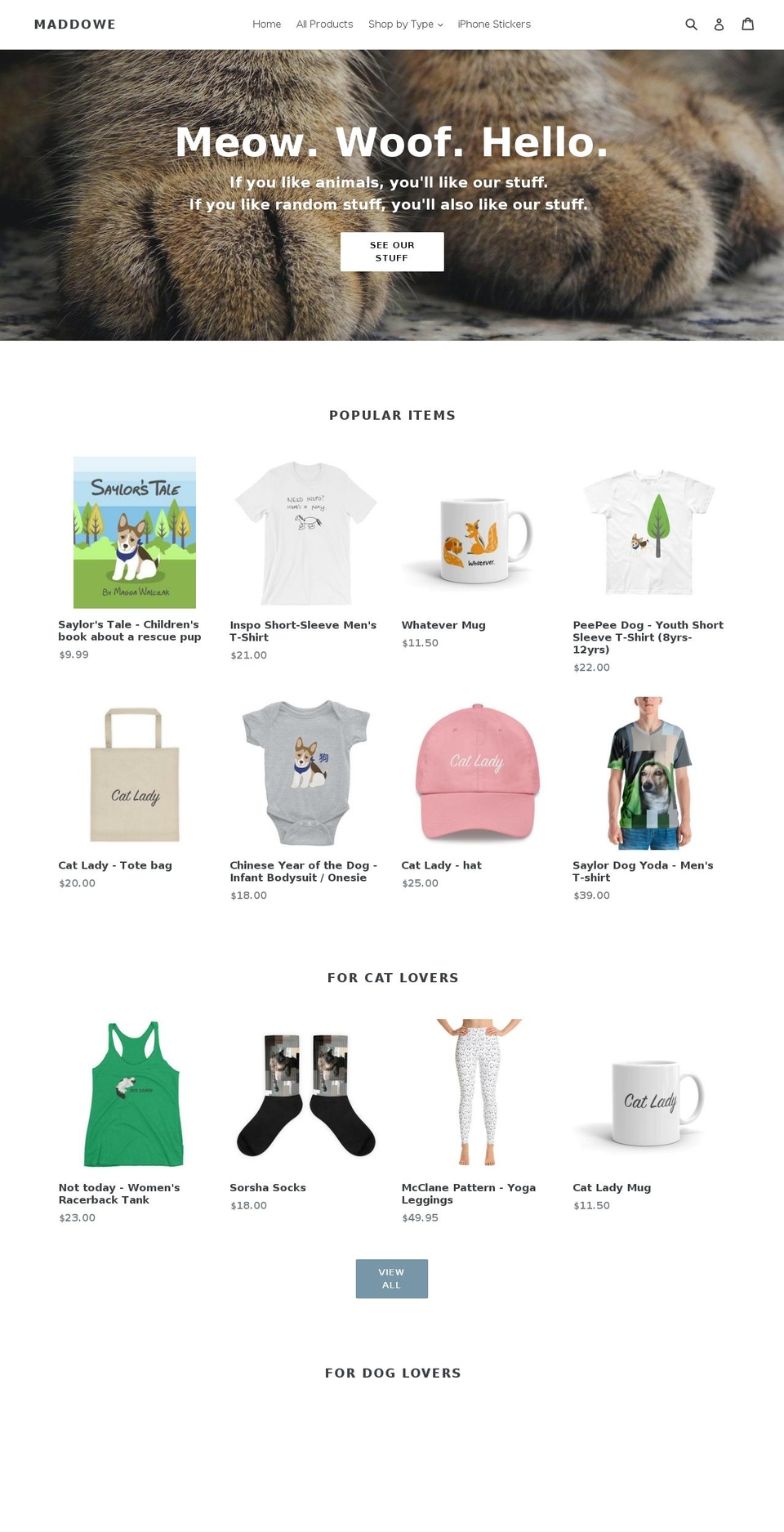 maddowe.com — Shopify storefront screenshot