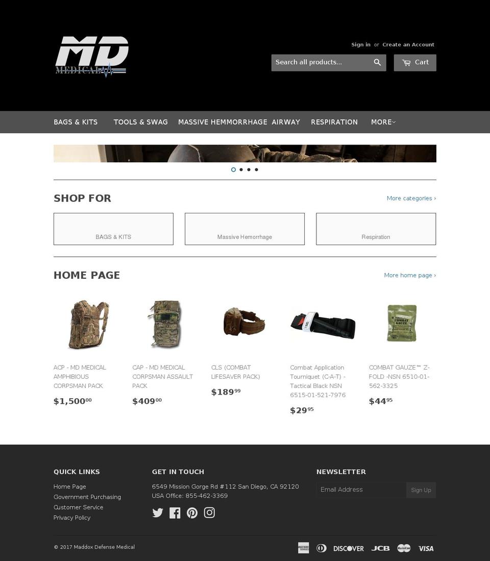maddoxdefensemedical.com shopify website screenshot