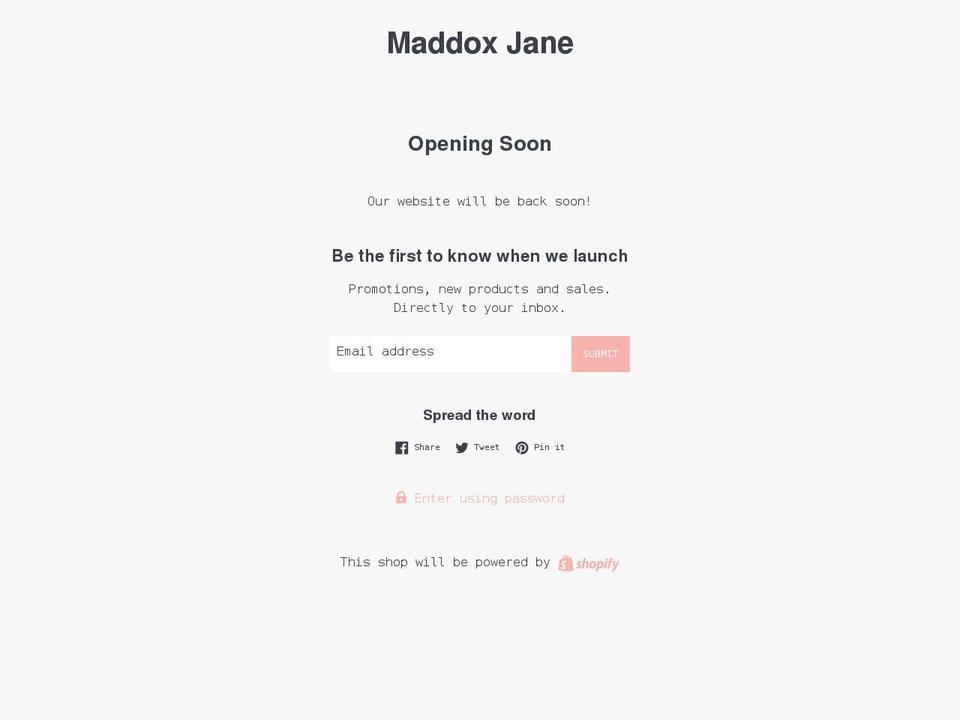 maddoxjane.com shopify website screenshot