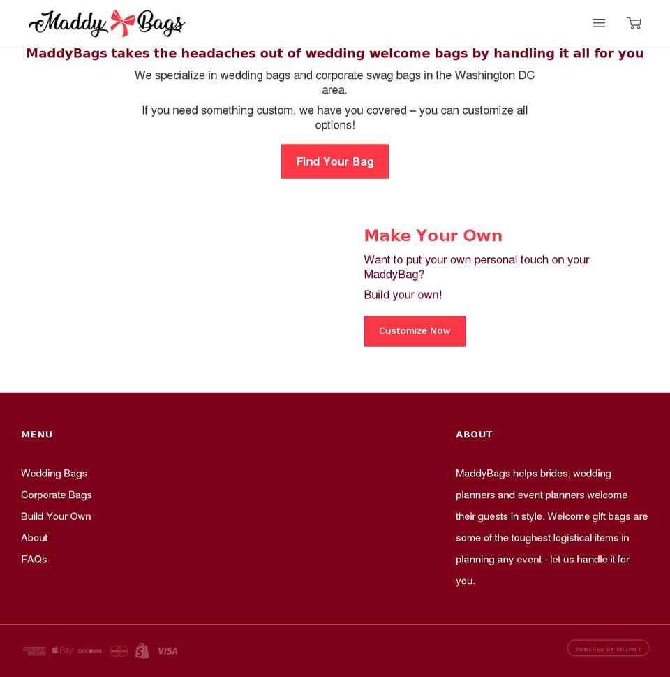 maddybags.com — Shopify storefront screenshot