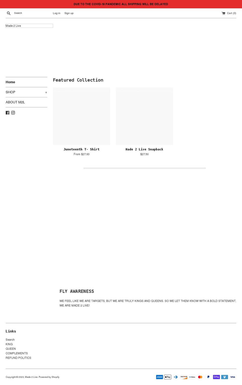 made-2-live.com — Shopify storefront screenshot