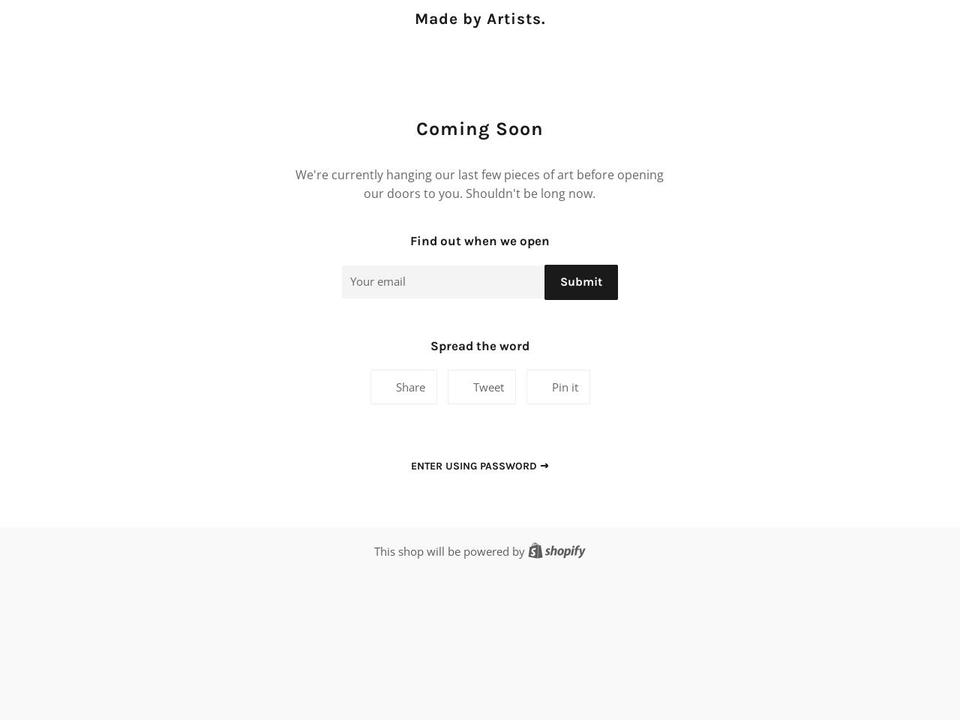 made-by-artists.myshopify.com shopify website screenshot
