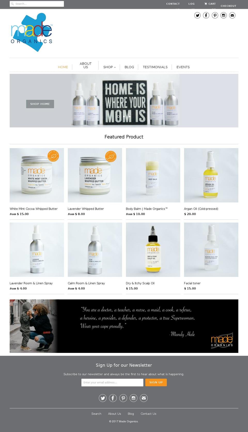 made-organics.com shopify website screenshot