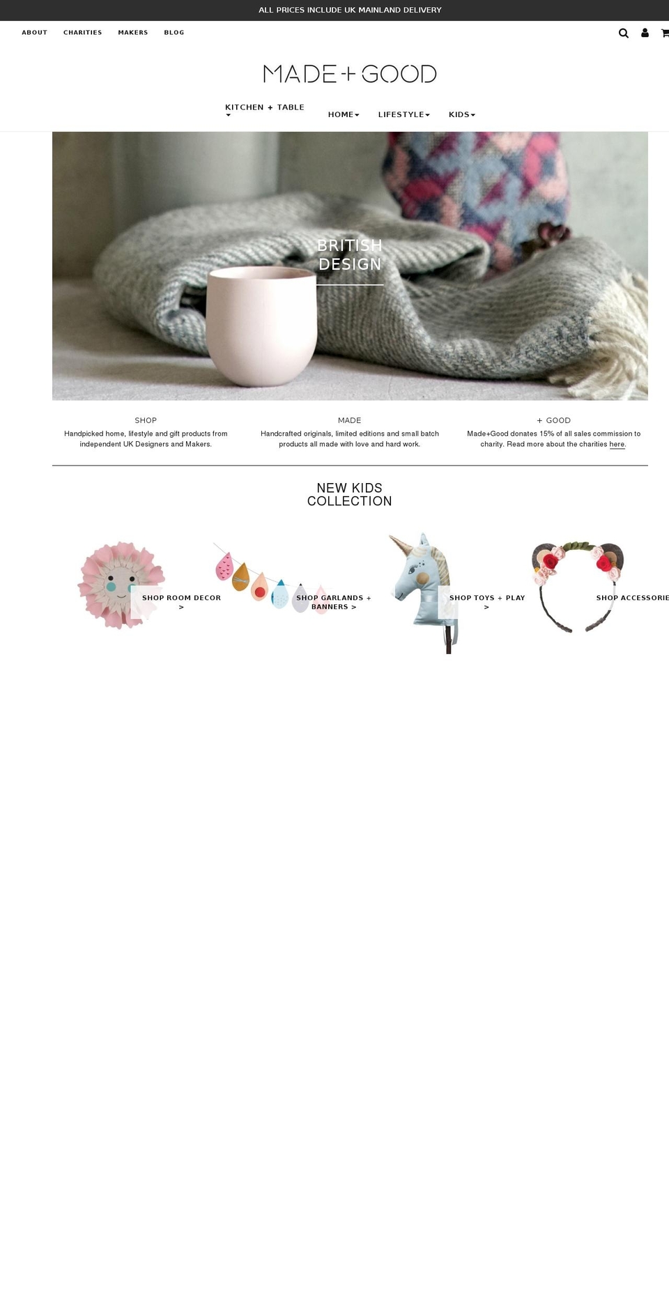 madeandgood.com shopify website screenshot