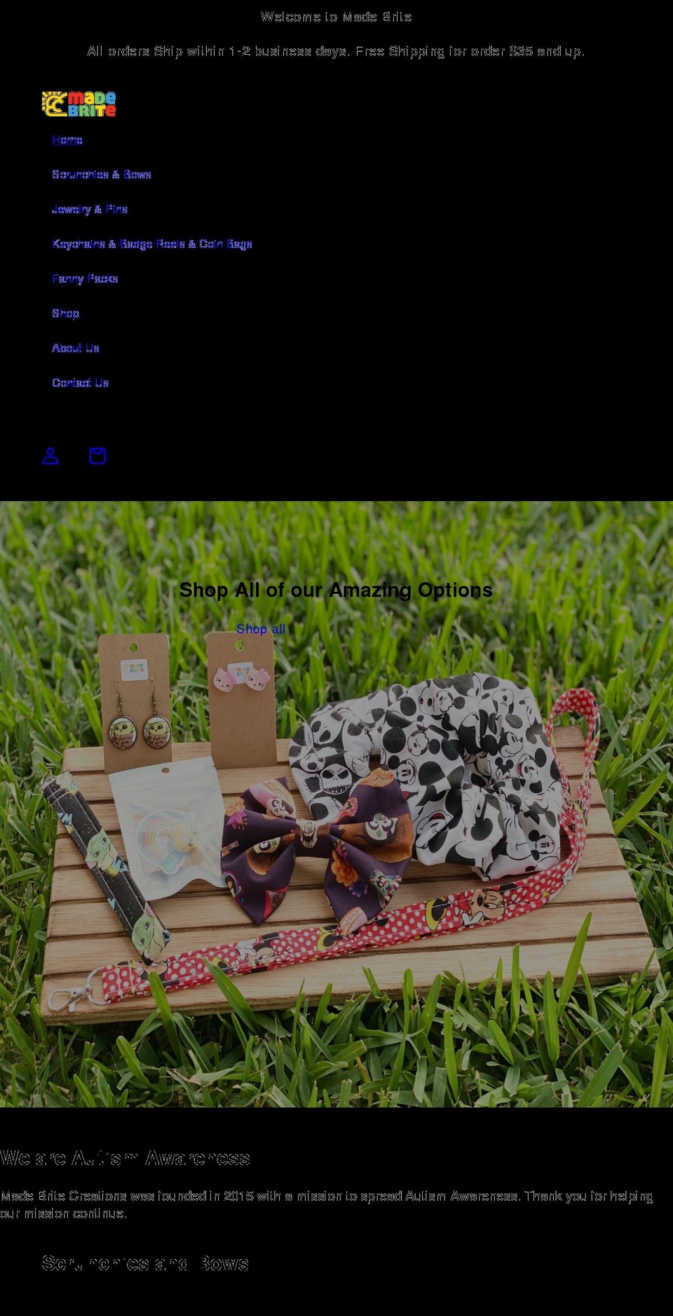 madebritecreations.com shopify website screenshot